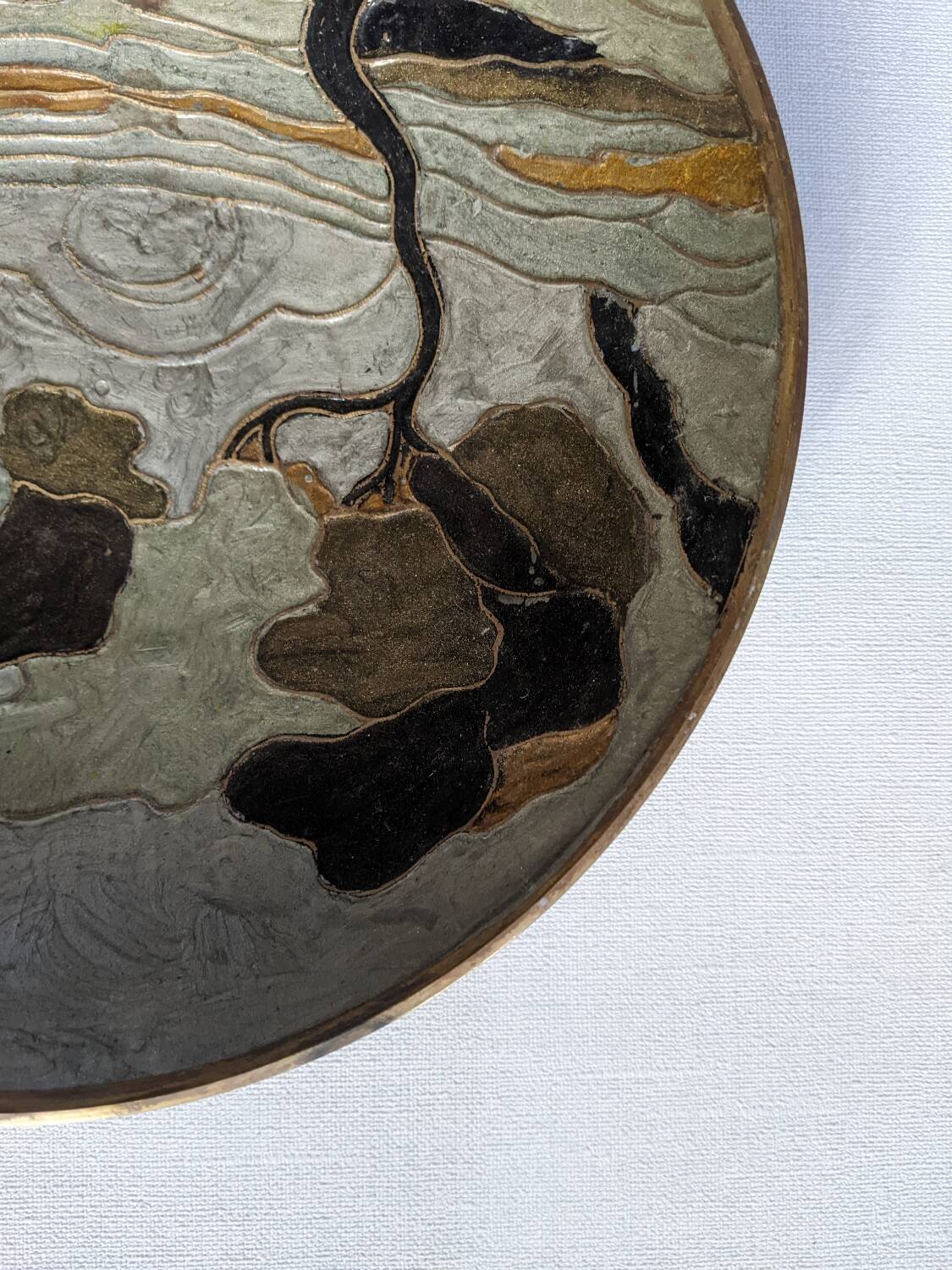Vide poche laiton cloisonné décor peint à la main laiton émaillé