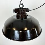 Industrial black enamel factory pendant lamp, 1950s
