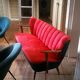 Scandinavian cocktail sofa red bi color, years 50 60 plush red black