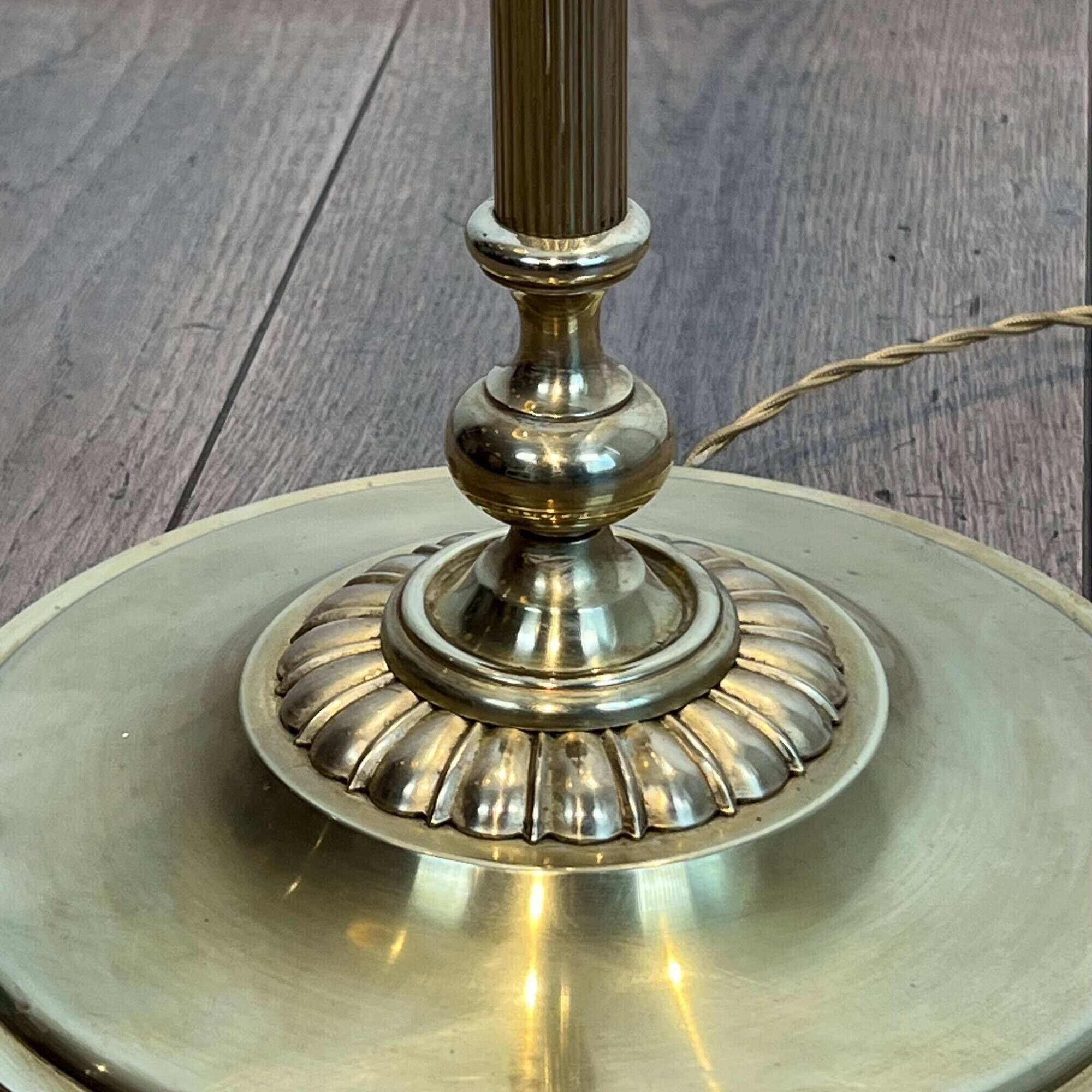 Reading Floor Lamp with Adjustable Arm in Gold Brass. French Work. Vers
