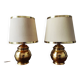 Pair of vintage Italian lamps from the 1970s in solid brass.