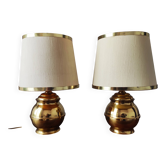 Pair of vintage Italian lamps from the 1970s in solid brass.