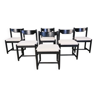 Vintage black wooden dining chairs, 1970s