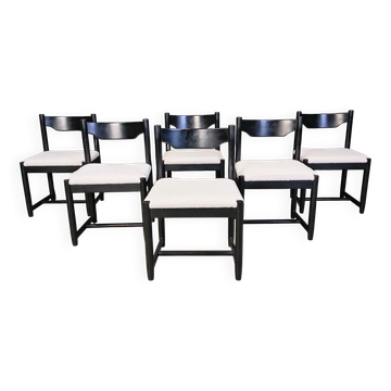 Vintage black wooden dining chairs, 1970s
