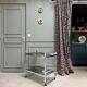 Vintage 70s serving cart in chromed metal and smoked glass
