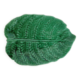 Plat en faïence de Sarreguemines feuille fougère XXe