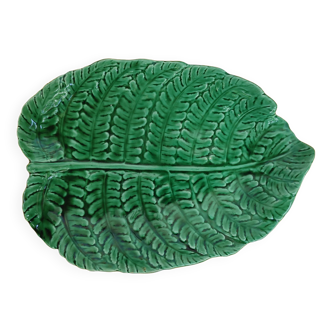 Earthenware dish of Sarreguemines fern leaf XXth