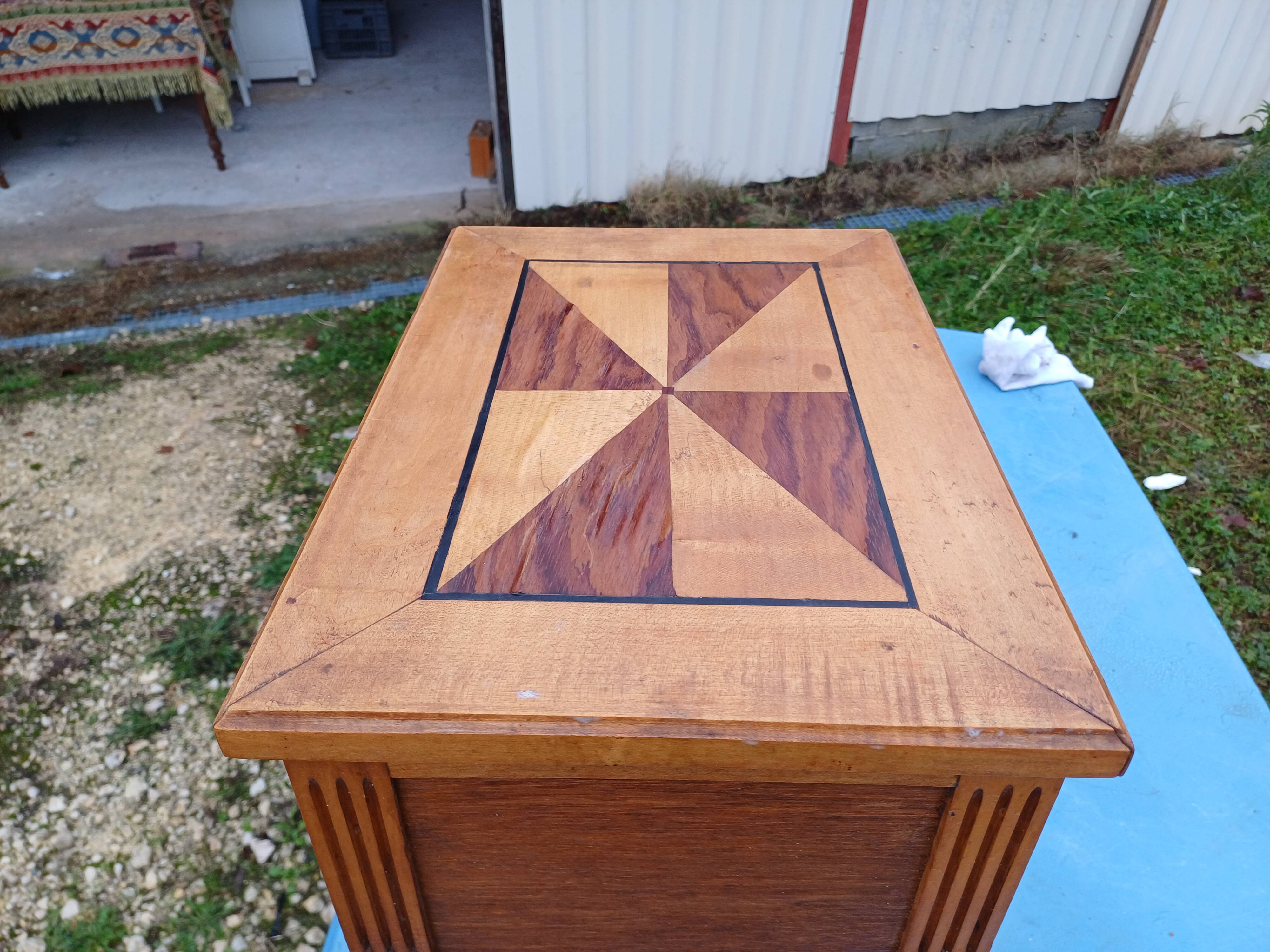 Nightstand 2 drawers walnut oak and burl walnut