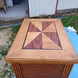 Nightstand 2 drawers walnut oak and burl walnut