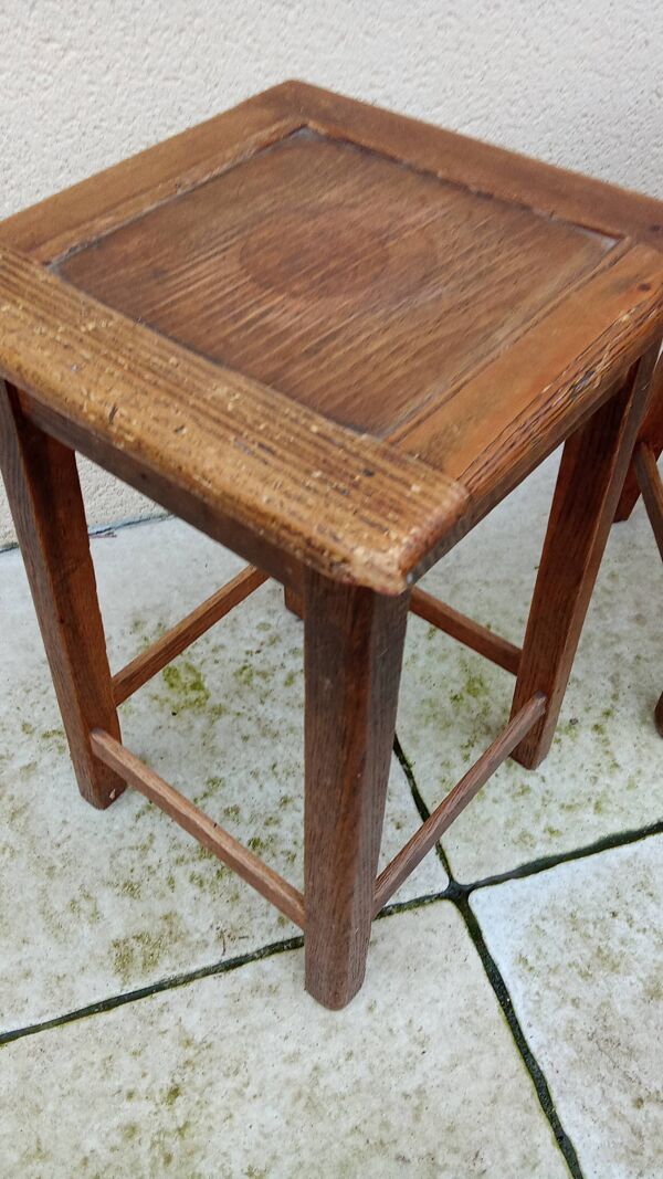 Paire tabouret en bois vintage époque reconstruction année 40 50