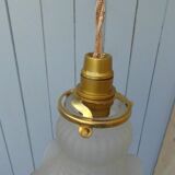 Art deco suspension in white opaline glass