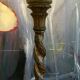 Pique candle lamp lamp in polychrome wood early 20th