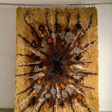 Vintage Swedish Brown High Pile Carpet