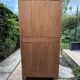 Antique Parisian wardrobe in grey-green solid pine.