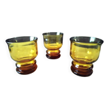 3 Vintage Amber Tumbler Glasses