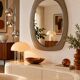 Vintage mirror with smoked glass frame from the 1970s.