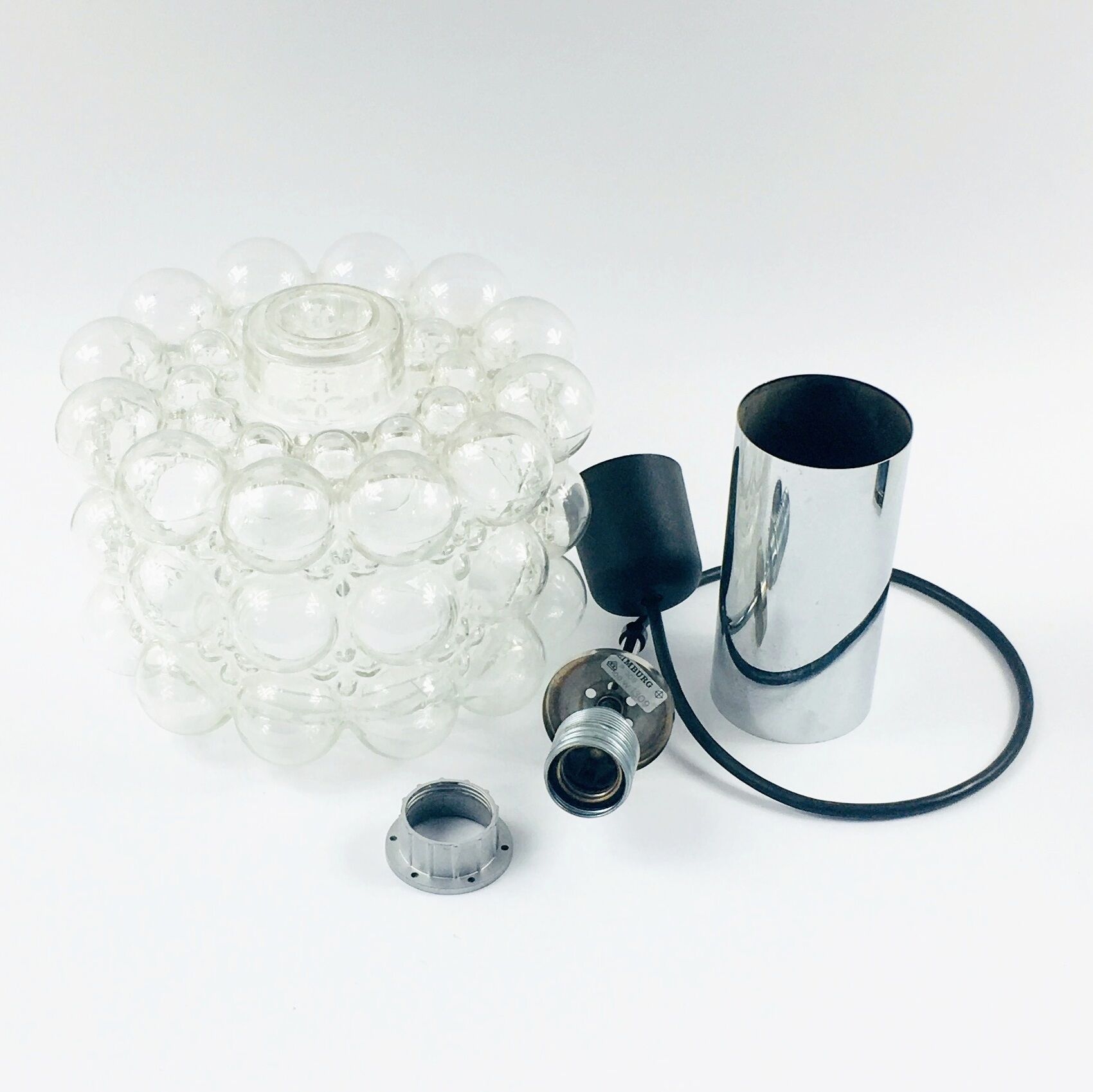 Mid-century modern bubble glass pendant/ceiling lamp by helena tynell for limburg, germany, 1960s