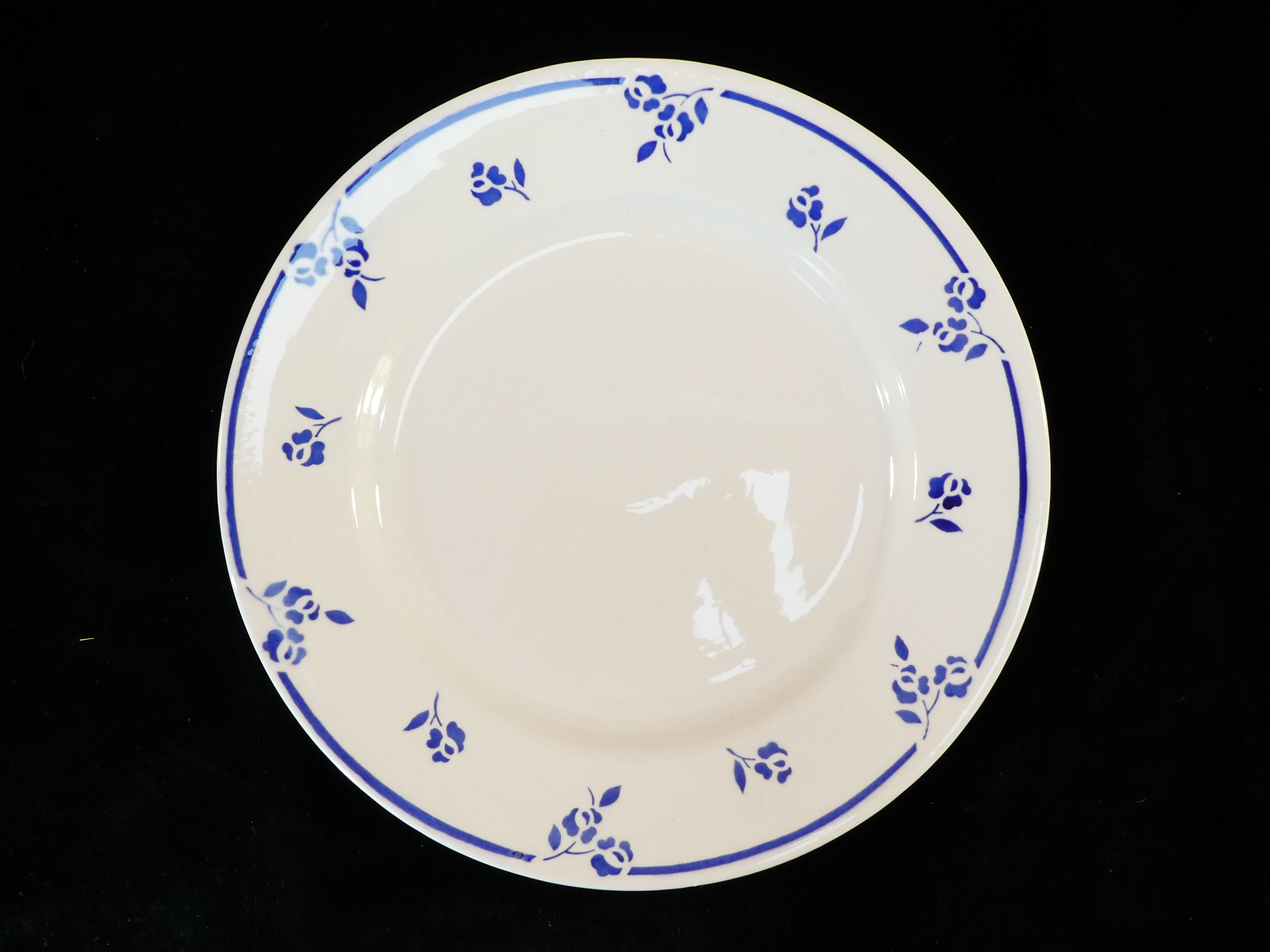 6 assiettes plates en faience de digoin sarreguemines petite fleur bleu
