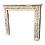 Louis XVI style fireplace in grey Ardennes marble, circa 1900.