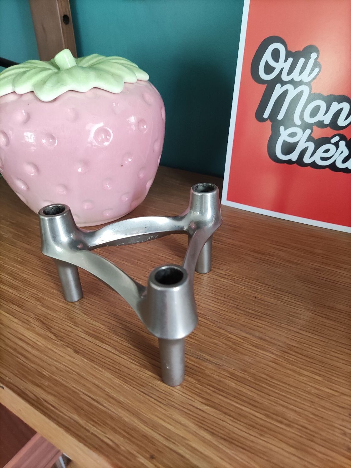 Vintage silver metal candle holder