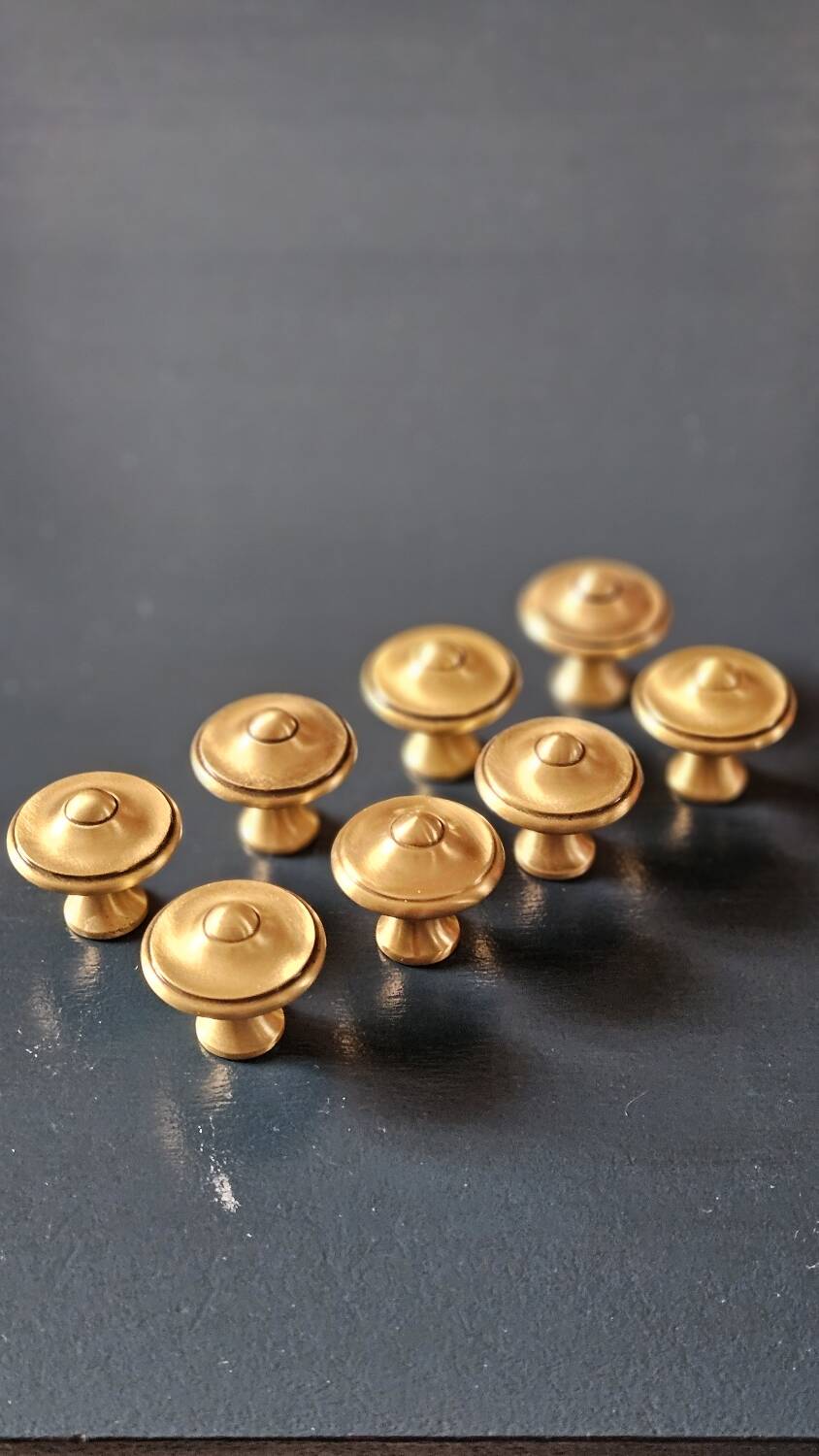 8 patinated brass furniture knobs