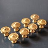 8 patinated brass furniture knobs