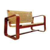 Italian Mid Century Modern Sofa in Wood and Rope