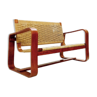 Italian Mid Century Modern Sofa in Wood and Rope