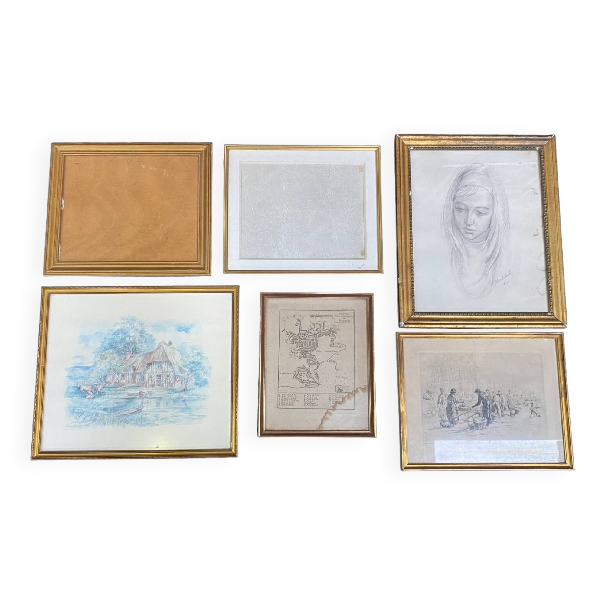 Lot de 6 cadres bois doré ou résine