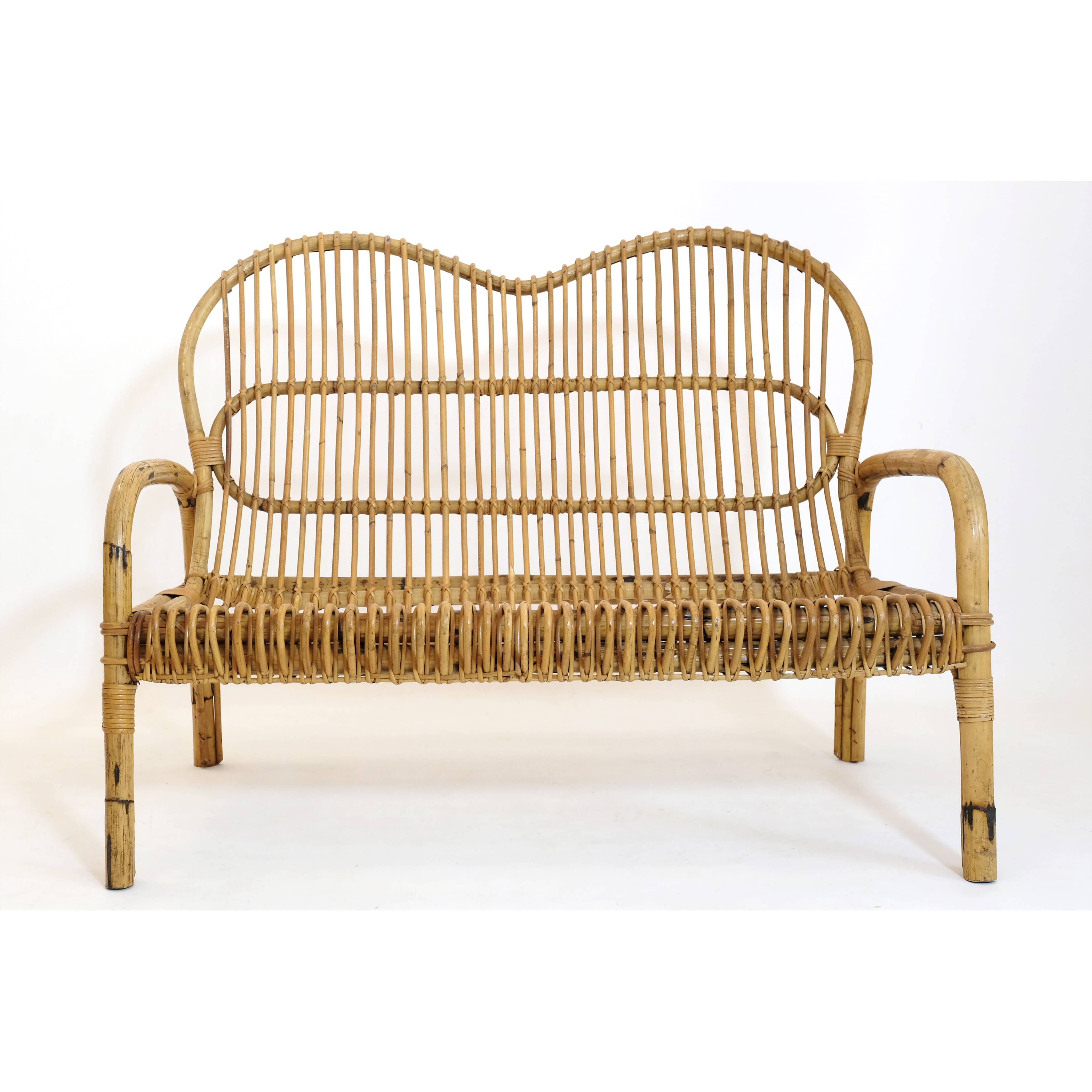 Canapé en rotin italien des années 60