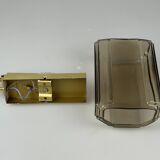 1960s/70s Wall Lamp Glashütte Limburg Germany Glass & Metal Age Design