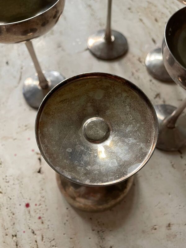 8 coupes à glace plaqué argent, italie