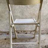 Extra folding chair / garden chair / vintage white lacquered solid wood office chair
