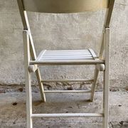 Extra folding chair / garden chair / vintage white lacquered solid wood office chair