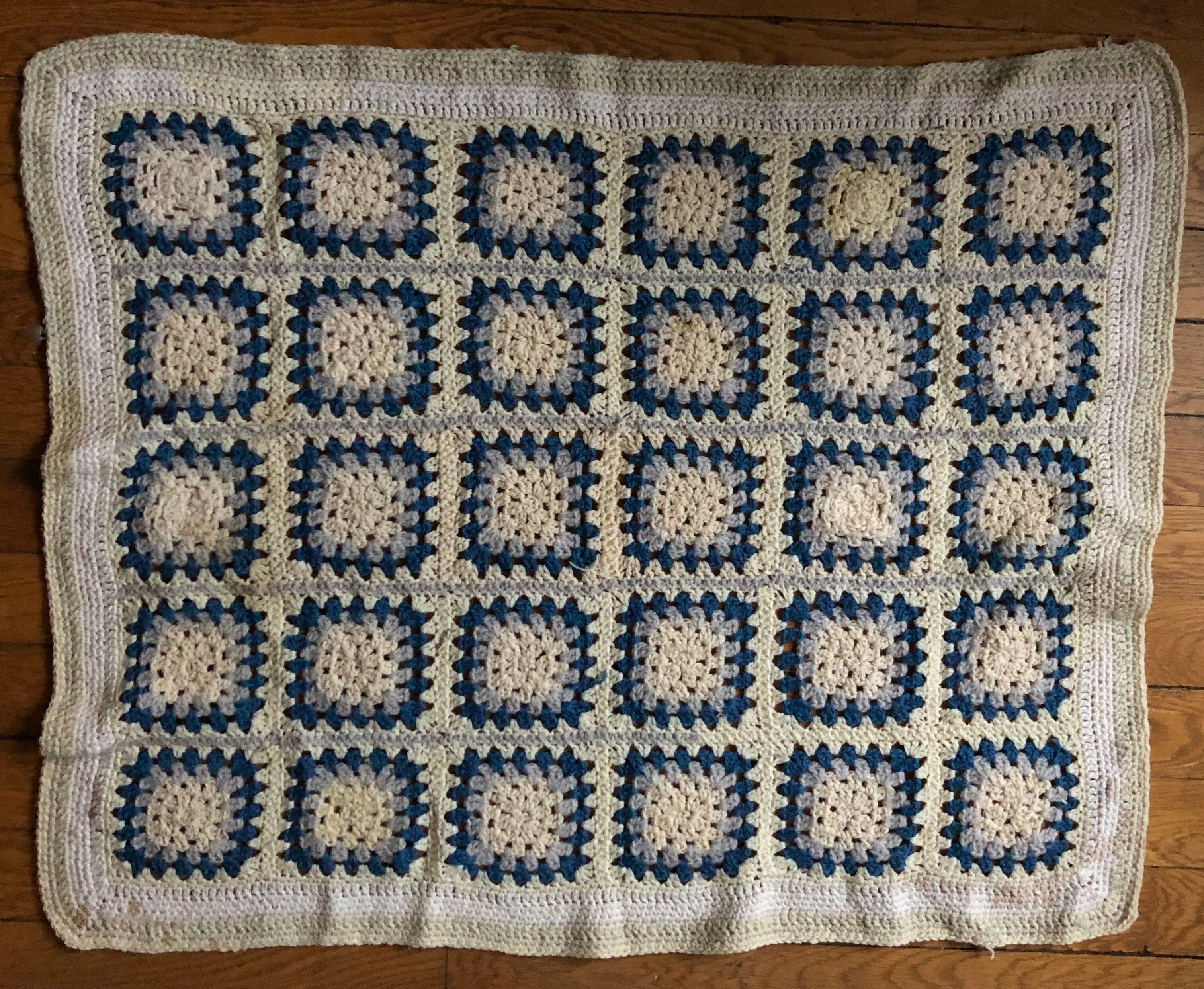 Cover, square plaid granny, vintage