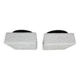 1970s Pair of Milky Glass Square Ceiling Lights, Czechoslovakia