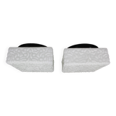1970s Pair of Milky Glass Square Ceiling Lights, Czechoslovakia