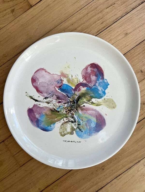 Assiette porcelaine zao wou ki assiette orchidée coffret