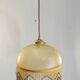 Vintage frosted glass pendant light with beaded fringes - Art Deco lamp