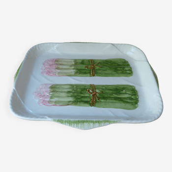 Antique asparagus dish - vintage slurry ceramic