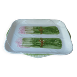 Antique asparagus dish - vintage slurry ceramic