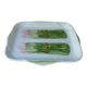 Antique asparagus dish - vintage slurry ceramic