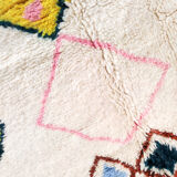 Berber rug Azilal ecru with colorful patterns 248x162cm