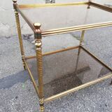 Vintage brass side table and 2 smoked glass trays