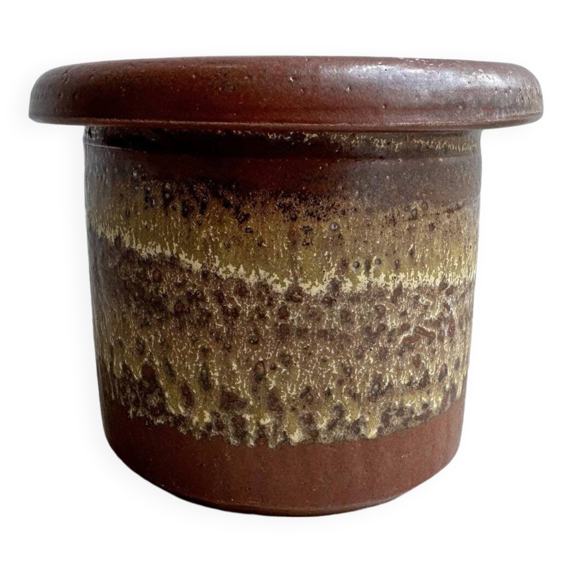 Large vintage fat lava ceramic flower pot / planter