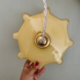Pendant lamp with old yellow opaline lampshade