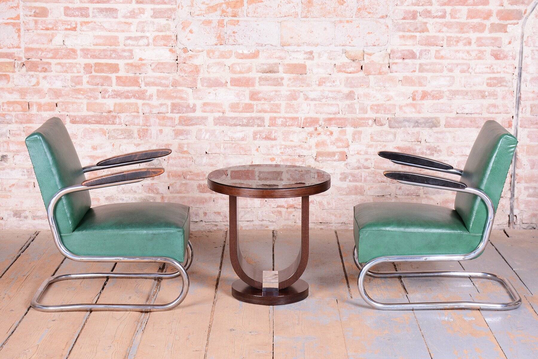 Bauhaus Armchairs in Beech and Chrome from Mauser, Germany, 1930s, Set of 2
