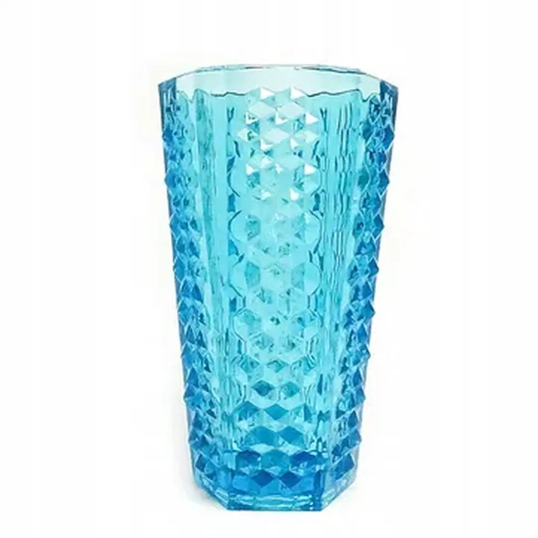 Studs vase, modernism, blue glass, Ząbkowice, Poland, 1970s