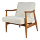 Restored scandinavian armchair "Kedzior", 1960s, cream Cord, teak