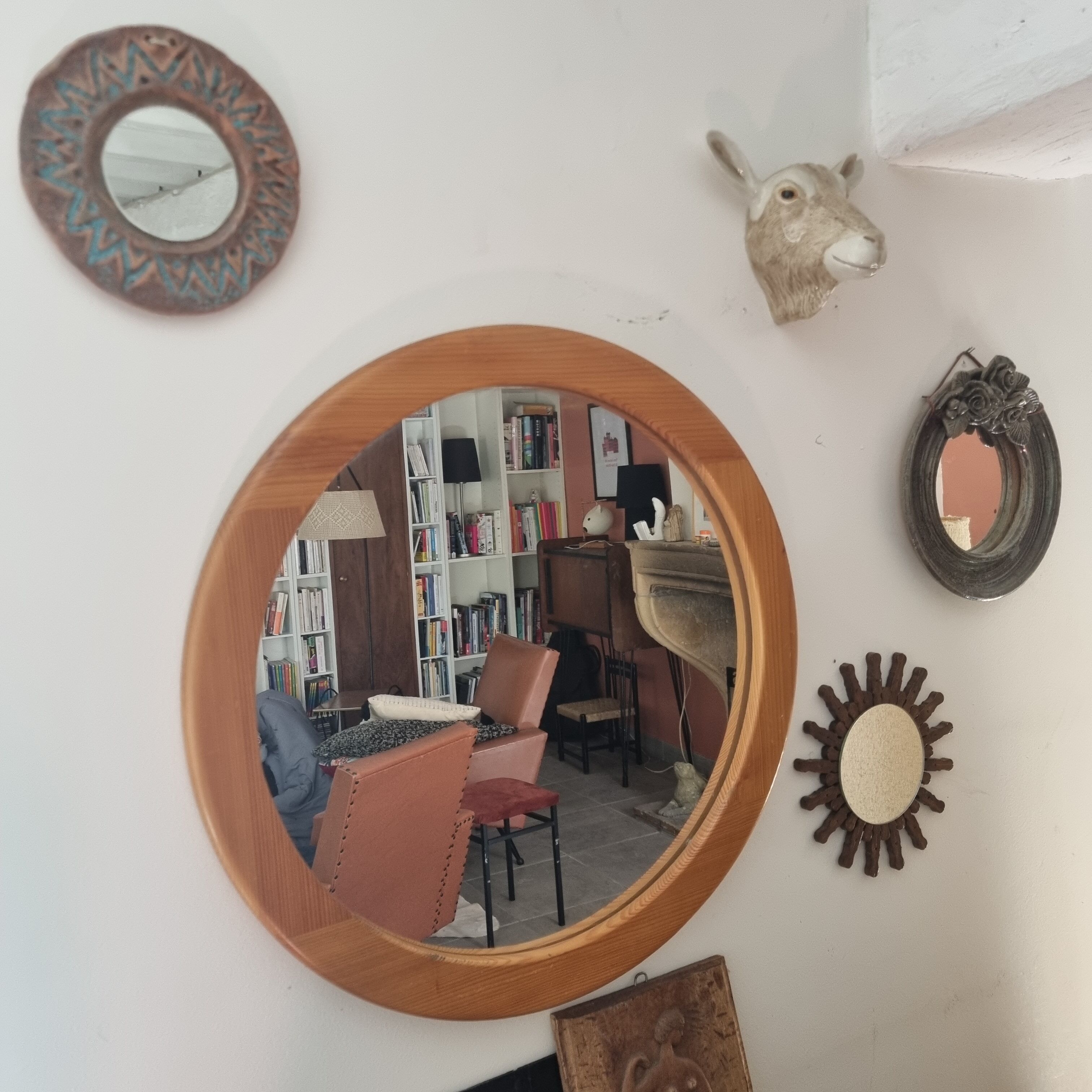 Grand miroir en orme